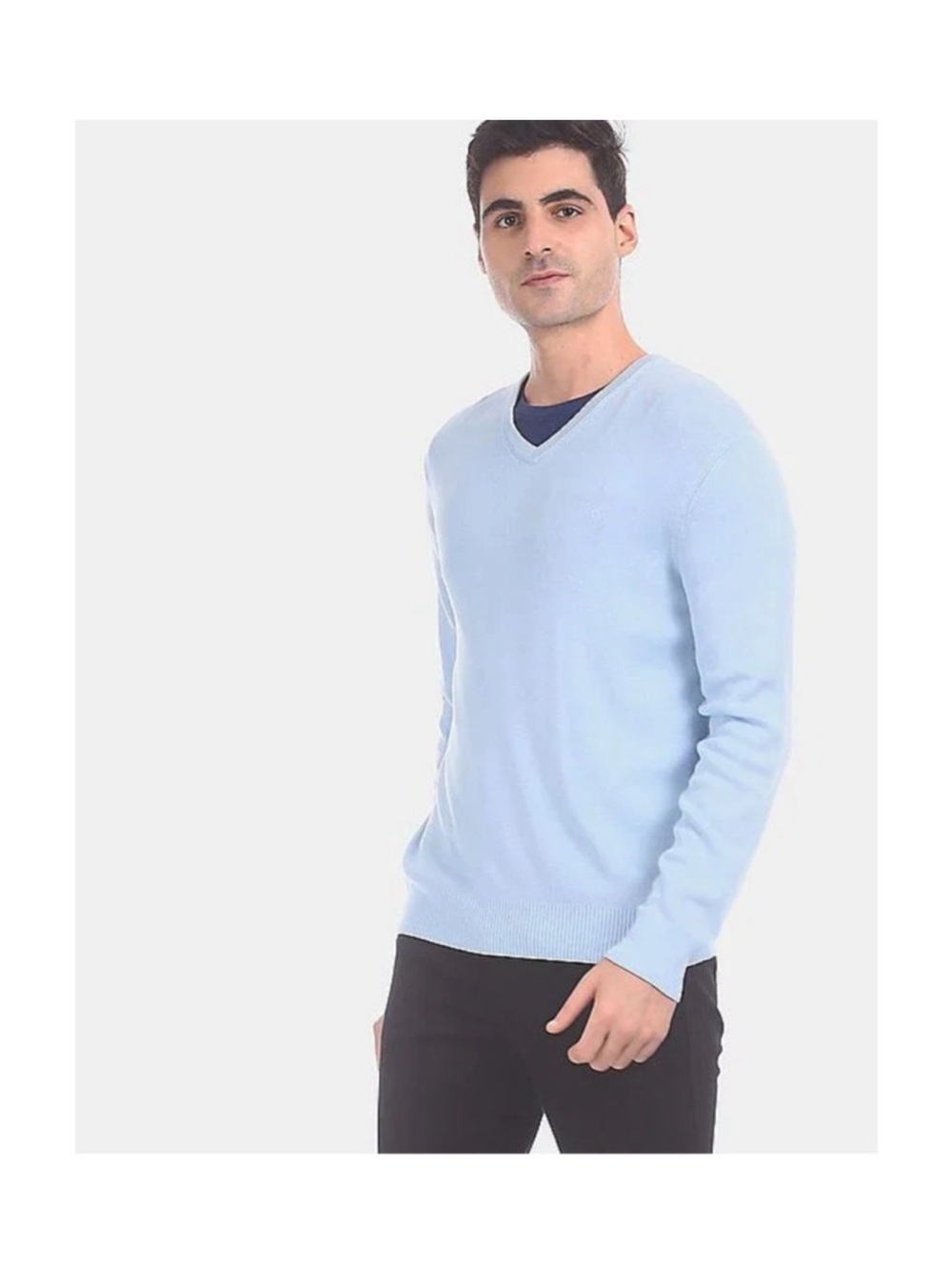 Calvin Klein Men's Sky Blue V-Neck Sweater